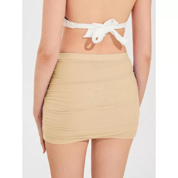 WDIRARA Women's Ruched Mesh Streetwear Bodycon Mini Skirt Stretch Sexy Skirts