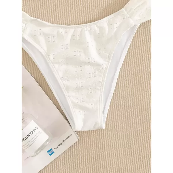 WDIRARA Women's Ruffle Knot Front Bandeau Bikini Set 2 Piece Strapless Swimsuit