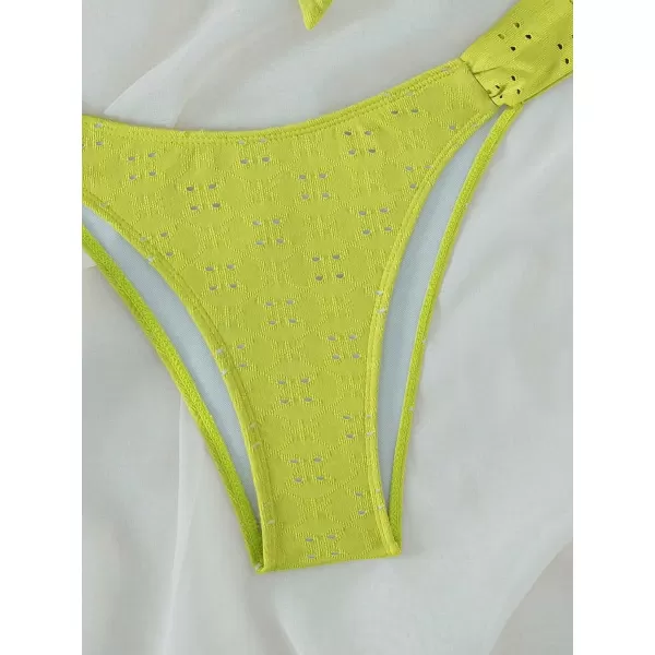 WDIRARA Women's Ruffle Knot Front Bandeau Bikini Set 2 Piece Strapless Swimsuit