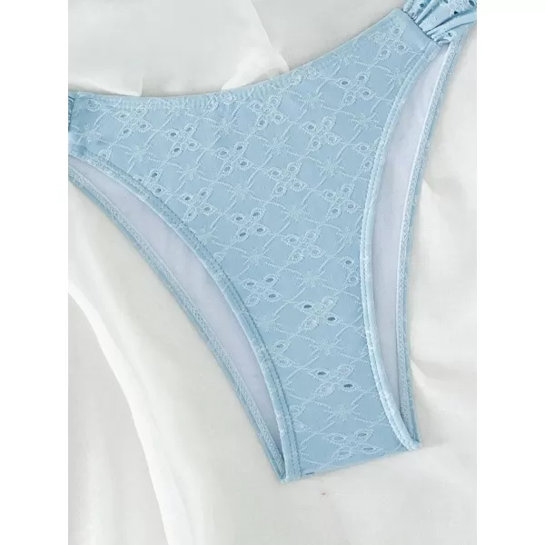 WDIRARA Women's Ruffle Knot Front Bandeau Bikini Set 2 Piece Strapless Swimsuit