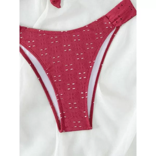 WDIRARA Women's Ruffle Knot Front Bandeau Bikini Set 2 Piece Strapless Swimsuit