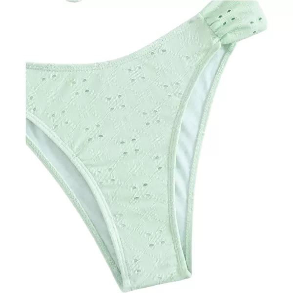 WDIRARA Women's Ruffle Knot Front Bandeau Bikini Set 2 Piece Strapless Swimsuit