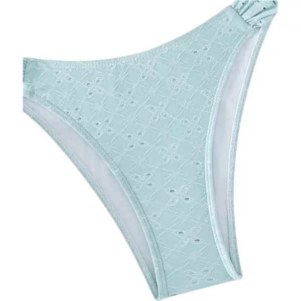 WDIRARA Women's Ruffle Knot Front Bandeau Bikini Set 2 Piece Strapless Swimsuit