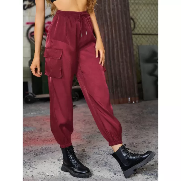 WDIRARA Women's Sheer Mesh High Waisted Straight Leg Cargo Pants with Pockets