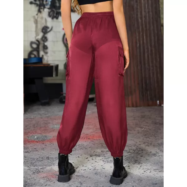 WDIRARA Women's Sheer Mesh High Waisted Straight Leg Cargo Pants with Pockets