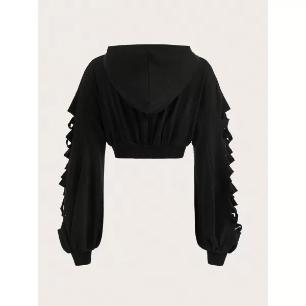 WDIRARA Women's Skeleton Skull Graphic Print Hoodie Drop Shoulder Drawstring Sweatshirt Zipper Up Long Sleeve Crop Top