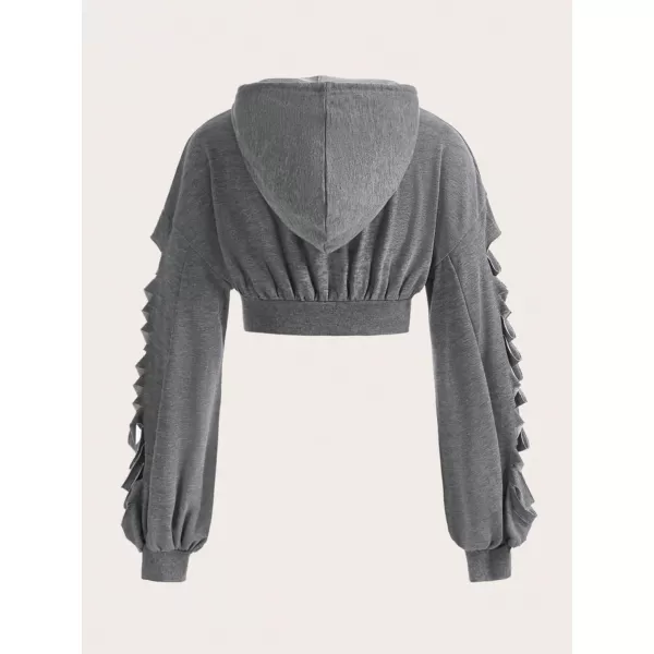 WDIRARA Women's Skeleton Skull Graphic Print Hoodie Drop Shoulder Drawstring Sweatshirt Zipper Up Long Sleeve Crop Top