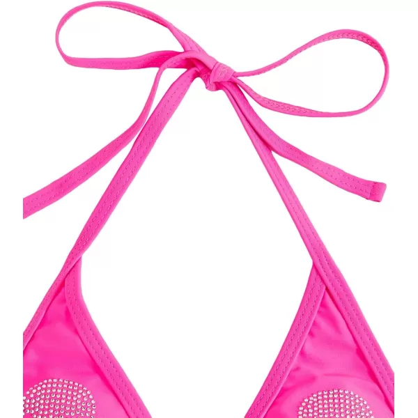 WDIRARA Women's Skull Pattern Halter Triangle Thong Sexy 2 Piece Bikini Swimsuit