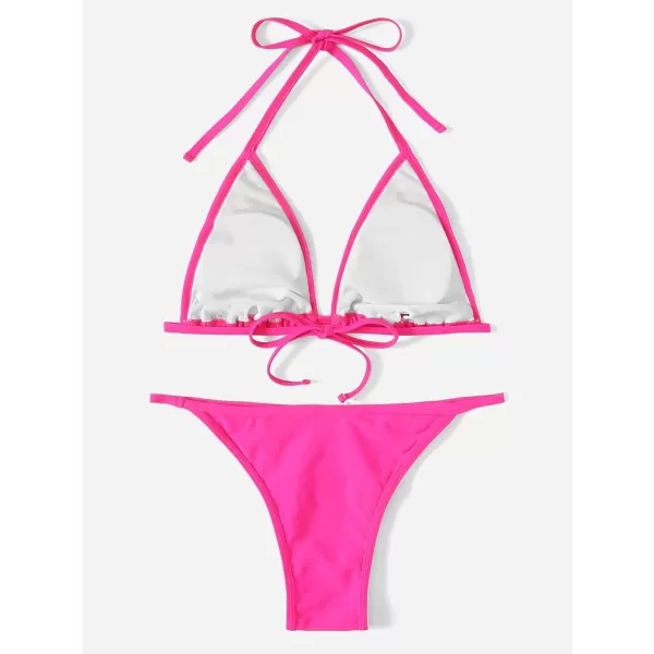 WDIRARA Women's Skull Pattern Halter Triangle Thong Sexy 2 Piece Bikini Swimsuit
