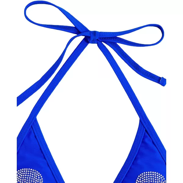 WDIRARA Women's Skull Pattern Halter Triangle Thong Sexy 2 Piece Bikini Swimsuit