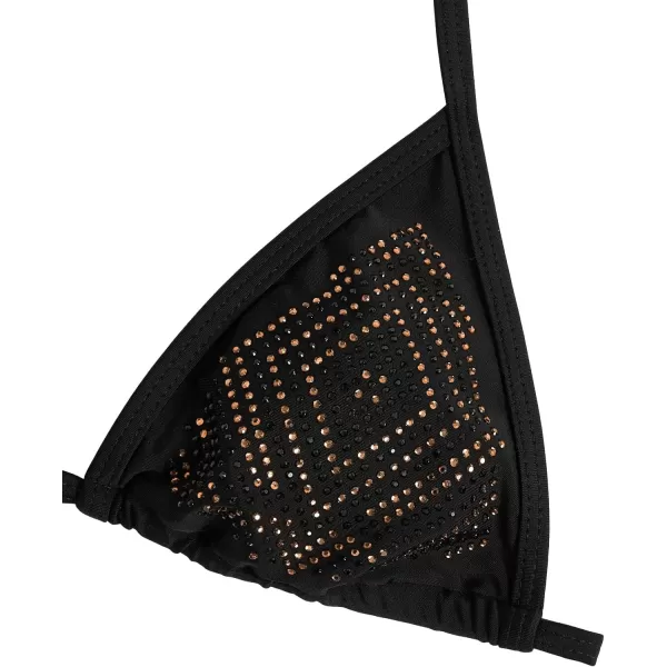 WDIRARA Women's Skull Pattern Halter Triangle Thong Sexy 2 Piece Bikini Swimsuit