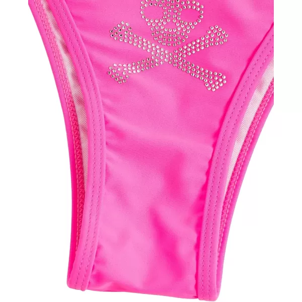 WDIRARA Women's Skull Pattern Halter Triangle Thong Sexy 2 Piece Bikini Swimsuit