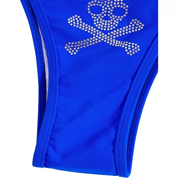 WDIRARA Women's Skull Pattern Halter Triangle Thong Sexy 2 Piece Bikini Swimsuit
