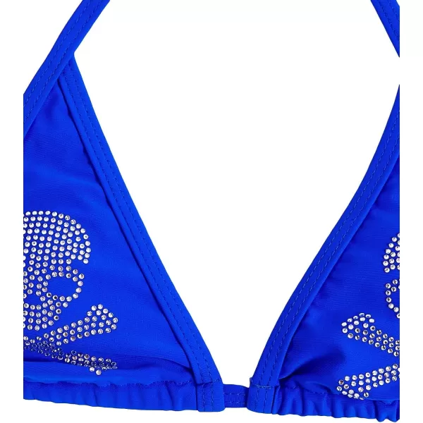 WDIRARA Women's Skull Pattern Halter Triangle Thong Sexy 2 Piece Bikini Swimsuit