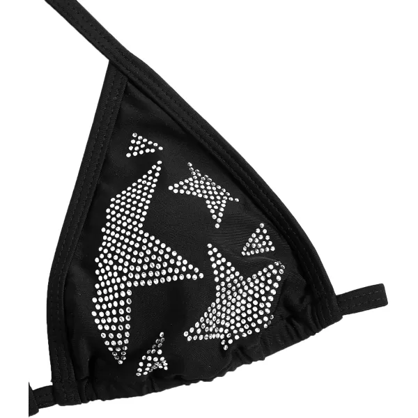 WDIRARA Women's Skull Pattern Halter Triangle Thong Sexy 2 Piece Bikini Swimsuit