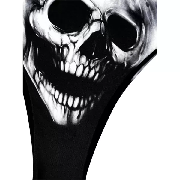 WDIRARA Women's Skull Pattern Halter Triangle Thong Sexy 2 Piece Bikini Swimsuit
