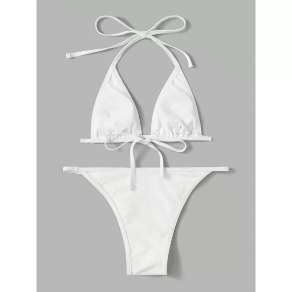 WDIRARA Women's Skull Pattern Halter Triangle Thong Sexy 2 Piece Bikini Swimsuit