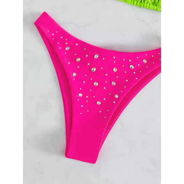 WDIRARA Women's Skull Pattern Halter Triangle Thong Sexy 2 Piece Bikini Swimsuit