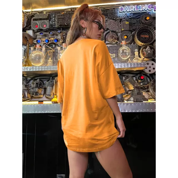 WDIRARA Women's Skull Print Half Sleeve Drop Shoulder Oversized Tee Casual T Shirts