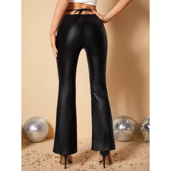 WDIRARA Women's Slant Pocket Straight Leg High Stretch Jeans Leather Look Long Pants