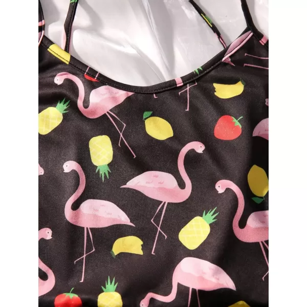 WDIRARA Women's Sleepwear Cute Print Lettuce Trim Cami and Shorts Pajama Set