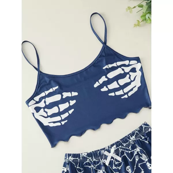WDIRARA Women's Sleepwear Cute Print Lettuce Trim Cami and Shorts Pajama Set