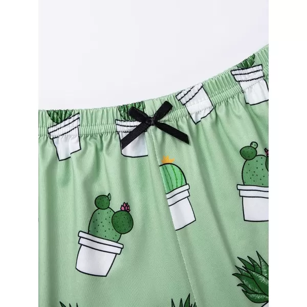 WDIRARA Women's Sleepwear Cute Print Lettuce Trim Cami and Shorts Pajama Set