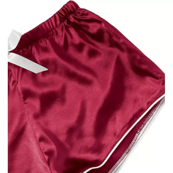 WDIRARA Women's Sleepwear Satin Short Sleeve Button Shirt and Shorts Pajama Set