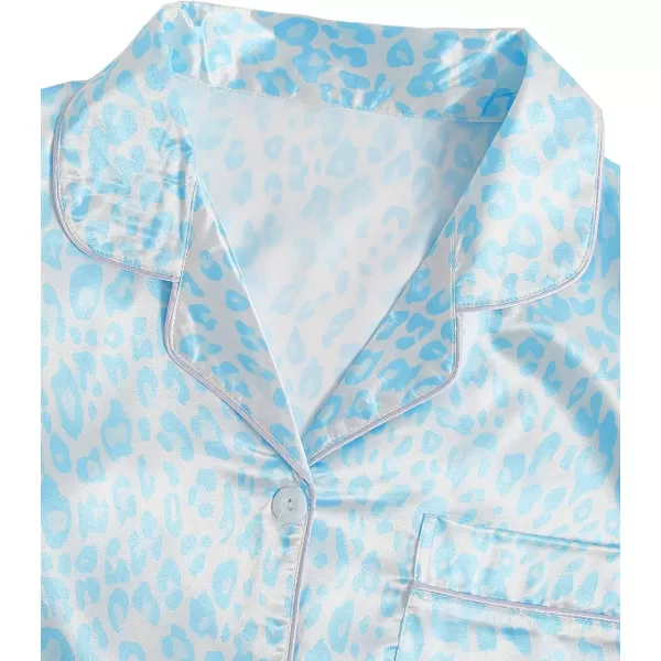 WDIRARA Women's Sleepwear Satin Short Sleeve Button Shirt and Shorts Pajama Set