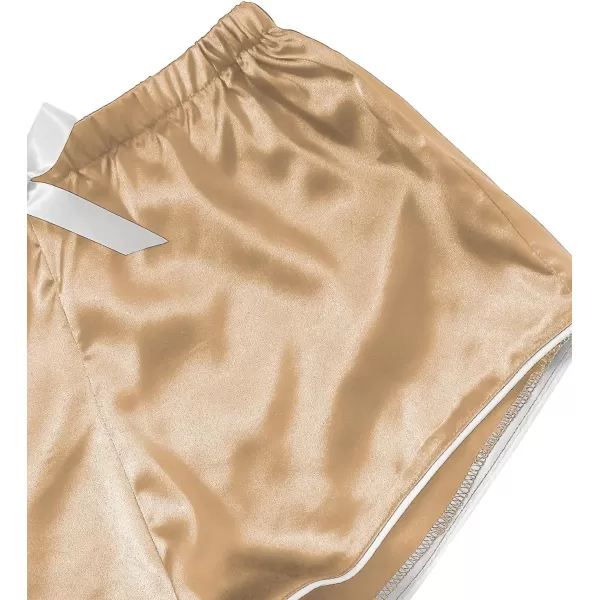 WDIRARA Women's Sleepwear Satin Short Sleeve Button Shirt and Shorts Pajama Set