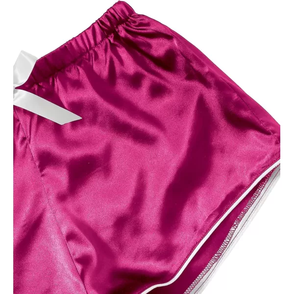 WDIRARA Women's Sleepwear Satin Short Sleeve Button Shirt and Shorts Pajama Set