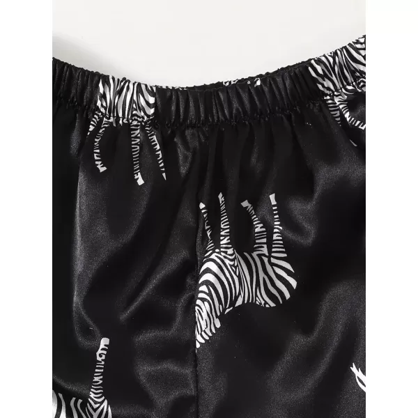 WDIRARA Women's Sleepwear Satin Short Sleeve Button Shirt and Shorts Pajama Set
