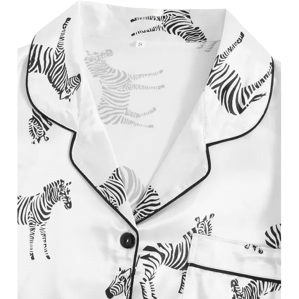 WDIRARA Women's Sleepwear Satin Short Sleeve Button Shirt and Shorts Pajama Set