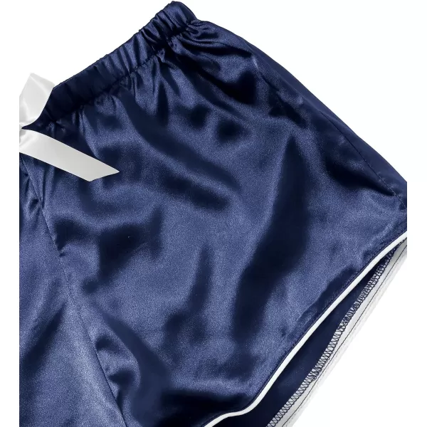WDIRARA Women's Sleepwear Satin Short Sleeve Button Shirt and Shorts Pajama Set