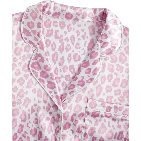 WDIRARA Women's Sleepwear Satin Short Sleeve Button Shirt and Shorts Pajama Set