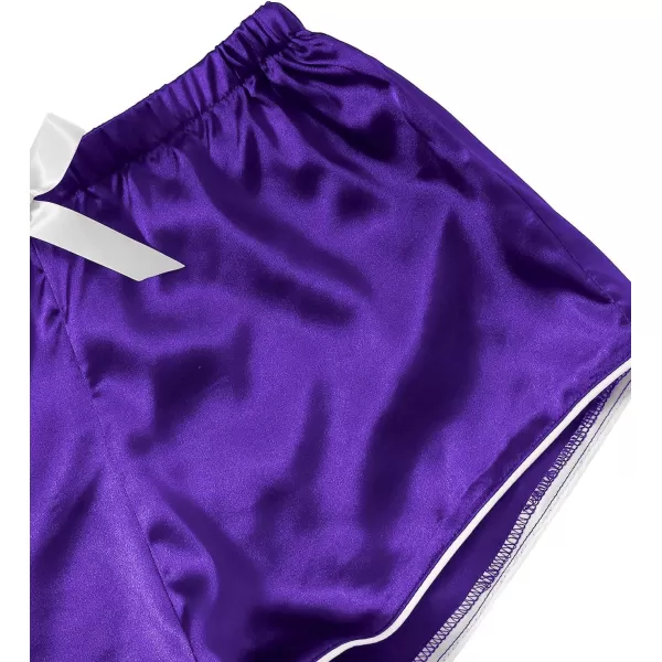 WDIRARA Women's Sleepwear Satin Short Sleeve Button Shirt and Shorts Pajama Set