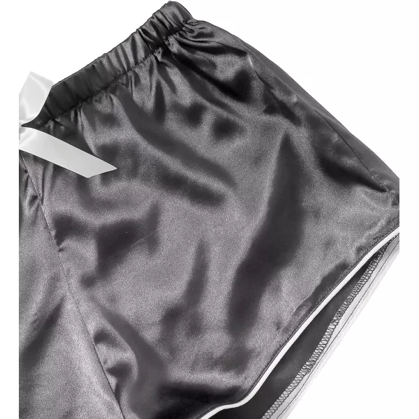 WDIRARA Women's Sleepwear Satin Short Sleeve Button Shirt and Shorts Pajama Set