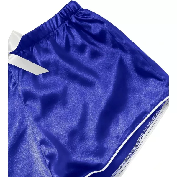 WDIRARA Women's Sleepwear Satin Short Sleeve Button Shirt and Shorts Pajama Set