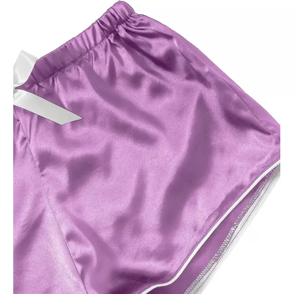 WDIRARA Women's Sleepwear Satin Short Sleeve Button Shirt and Shorts Pajama Set
