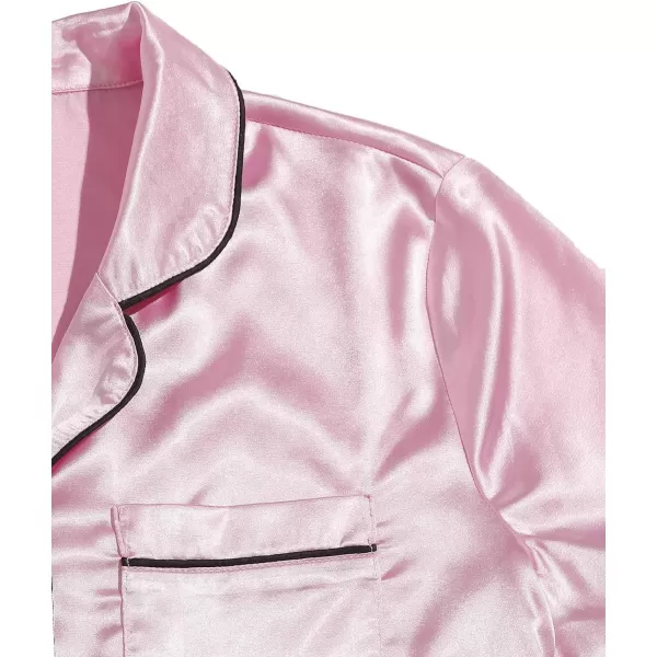 WDIRARA Women's Sleepwear Satin Short Sleeve Shirt and Shorts Pajama Set