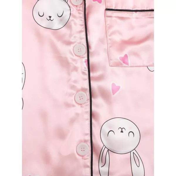 WDIRARA Women's Sleepwear Satin Short Sleeve Shirt and Shorts Pajama Set