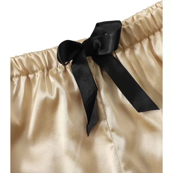 WDIRARA Women's Sleepwear Satin Short Sleeve Shirt and Shorts Pajama Set
