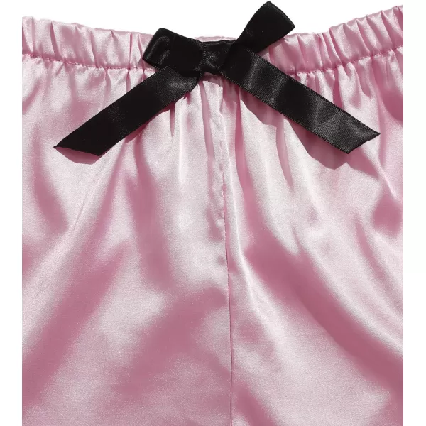 WDIRARA Women's Sleepwear Satin Short Sleeve Shirt and Shorts Pajama Set