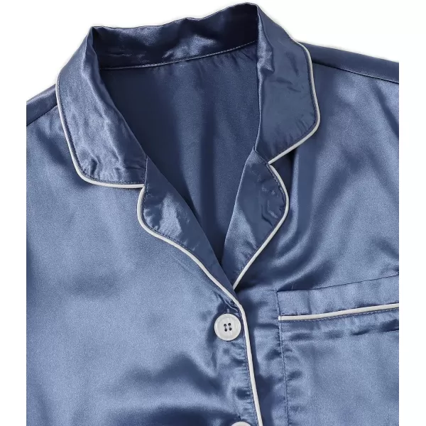 WDIRARA Women's Sleepwear Satin Short Sleeve Shirt and Shorts Pajama Set