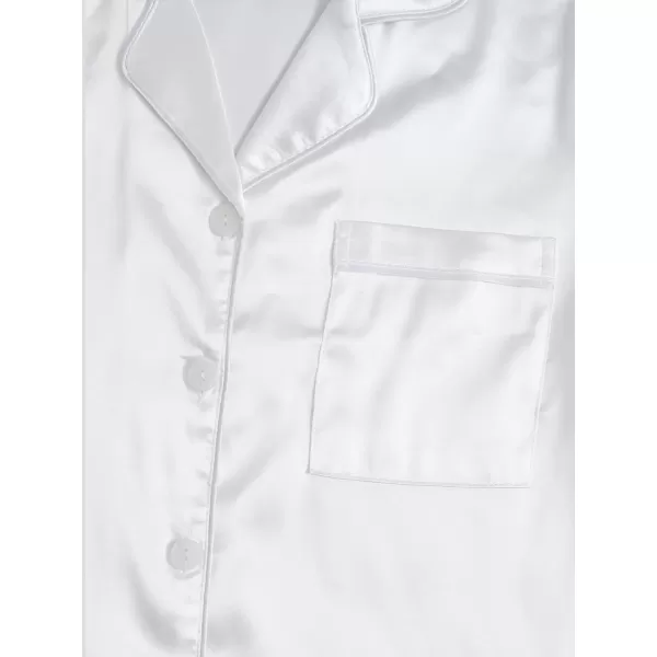 WDIRARA Women's Sleepwear Satin Short Sleeve Shirt and Shorts Pajama Set