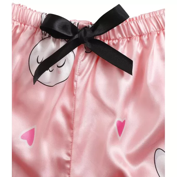 WDIRARA Women's Sleepwear Satin Short Sleeve Shirt and Shorts Pajama Set