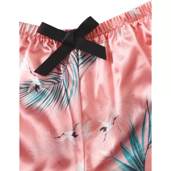 WDIRARA Women's Sleepwear Satin Short Sleeve Shirt and Shorts Pajama Set