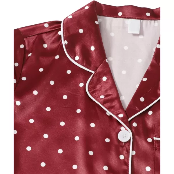 WDIRARA Women's Sleepwear Satin Short Sleeve Shirt and Shorts Pajama Set