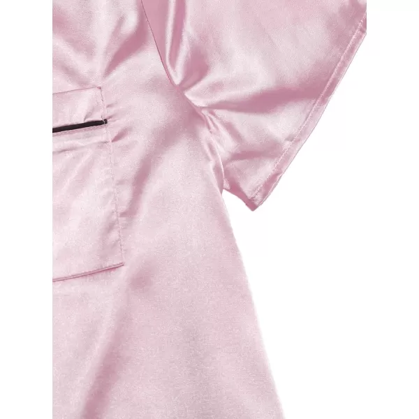 WDIRARA Women's Sleepwear Satin Short Sleeve Shirt and Shorts Pajama Set
