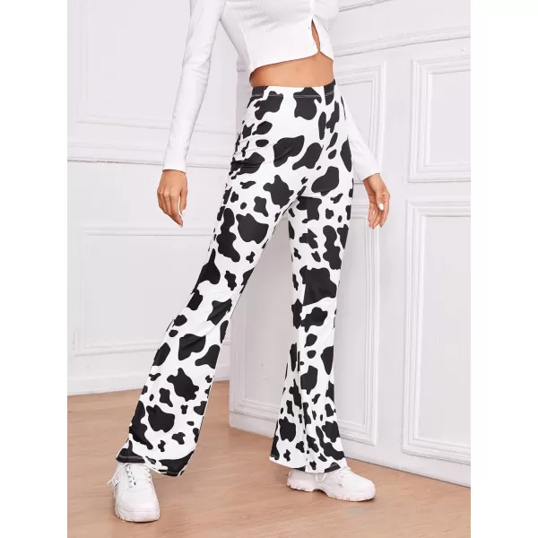 WDIRARA Women's Snakeskin High Waist Casual Flare Bell Bottom Stretch Long Pants
